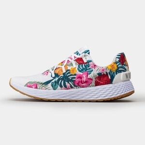 NOBULL Floral Knit Trainer - White with Pink, Red & Green